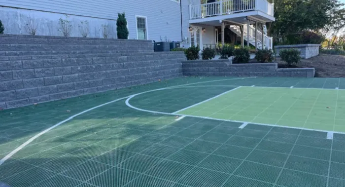 Backyard sport court installation