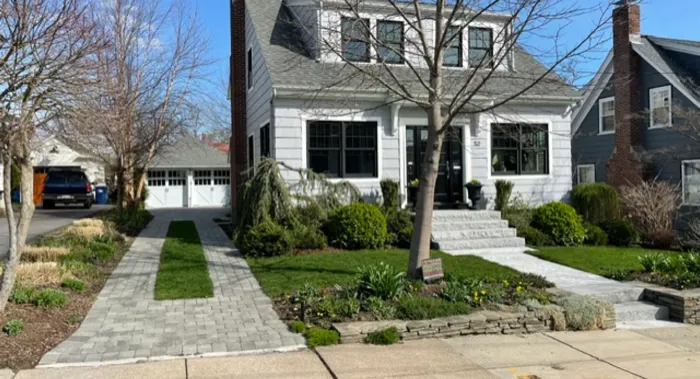 Custom driveway with stone stairs