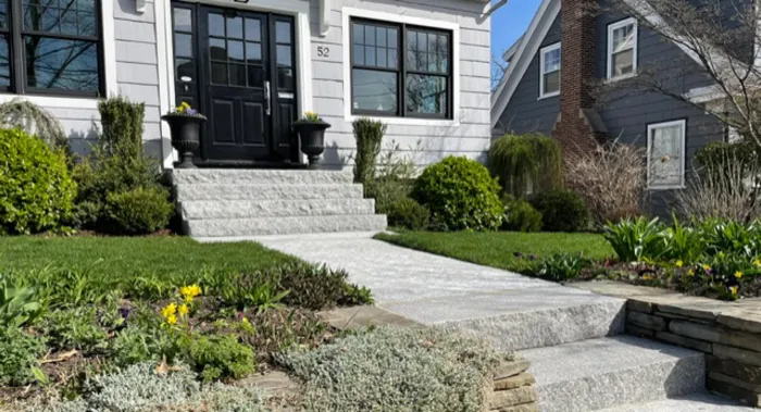 Close-up of custom stone stairs