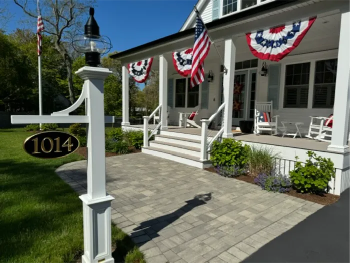 Landscape design with paver walkway